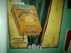 Vintage tobacco metal sign original tin Philip Morris cigarette 1950 1950s