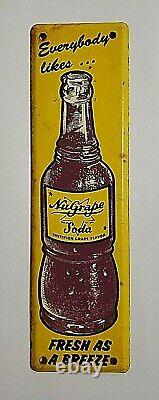 Vtg 1920s NuGrape Grape Flavor Soda Pop Tin Advertisement Door Push Sign