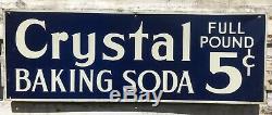 Vtg 1930s Crystal Baking Soda 5 Cent Double Sided Tin Sign 28 Old Country Store