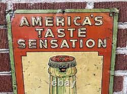 Vtg 1930s Nichol Kola Soda Advertising Sign Vertical 35.5 Embossed Tin Soda Pop