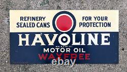 Vtg 1935 Havoline Motor Oil Rack Sign Tin Double Sided DST 21.25 Texaco Gas Oil