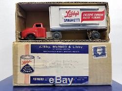 Vtg 1950 Libby's Spaghetti Advertising Sign Tin Toy Truck Van Friction Mint wBox