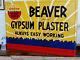 Vtg 1950s Art Deco Beaver Board Gypsum Plaster Certain-teed Tin Sign Unused Nos
