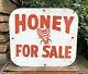 Vtg 1950s Honey For Sale Advertising Sing Tin 16x14 Honey Bee Graphic Bee Farm