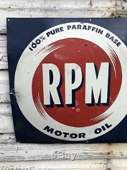 Vtg 1950s RPM Motor Oil Sign 40x 20 Tin Metal Standard Oil Co. California Rare