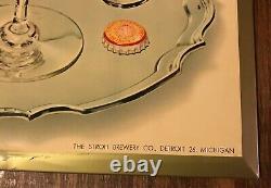 Vtg 1950s STROH'S BOHEMIAN BEER Sign 14.5 TOC Tin On Cardboard Detroit MI Rare