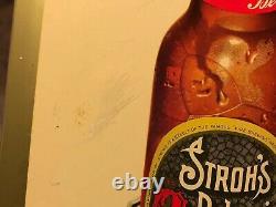 Vtg 1950s STROH'S BOHEMIAN BEER Sign 14.5 TOC Tin On Cardboard Detroit MI Rare