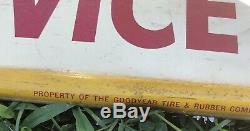 Vtg 1956 Goodyear Tire & Battery Service Embossed Tin Sign Rare Horizontal 45