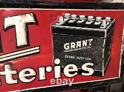 Vtg 1960 GRANT BATTERIES TIN SIGN 54 X 18 Gas & Oil