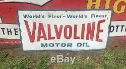 Vtg 1969 Valvoline Motor Oil Sign Embossed Tin 36 Gas Station Advertising
