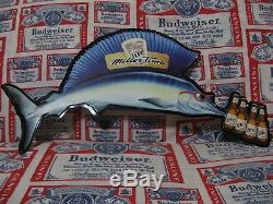 Vtg 1998 Miller Lite Light Beer Cartoon Fish Sailfish In Motion Tin Bar Sign Pub