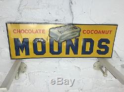 Vtg 30s MOUNDS CHOCOLATE COCONUT CANDY BAR TIN EMBOSSED ADVERTISING SIGN Store