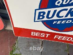 Vtg 36x48 Buckeye Feed Metal Tin Sign Advertising General Store Hardware Oil Gas