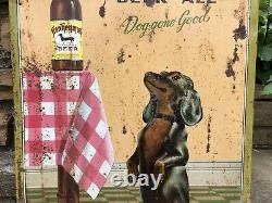 Vtg 40s Frankenmuth Beer Ale Sign TOC Tin Cardboard 19 Dachshund Dog Michigan