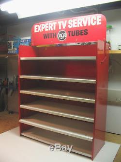 Vtg 50s 60s RCA TV Tube Holder Store Display Tin Sign Shelf Radio Television