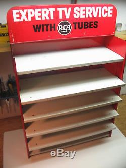 Vtg 50s 60s RCA TV Tube Holder Store Display Tin Sign Shelf Radio Television