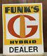 Vtg 60s Funk's G Hybrid Corn Dealer Dst Tin Embossed Advertising Sign 23x29