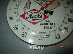 Vtg. Advertising Fred Koch Brewery Beer Tin Bubble Thermometer Dunkirk Ny Sign