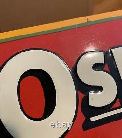 Vtg Advertising Sign Oshkosh B'Gosh Overalls Union Made Tin Work Clothes 30s 40s