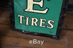 Vtg Antique 1940' Gas Cities Service Oil Tin Metal sign Acme Tires Rough Patina