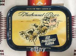 Vtg Antique Beer Tray Bluebonnet Dallas Fort Worth Texas Sign Tin Advertising