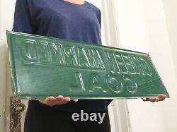Vtg Antique Green Marked Coal Tin Metal Original Gas Oil Seed Feed Sign