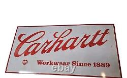 Vtg CARHARTT WORKWEAR SINCE 1889 Metal Tin Sign Advertising Embossed 24 x 12