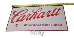 Vtg CARHARTT WORKWEAR SINCE 1889 Metal Tin Sign Advertising Embossed 24 x 12