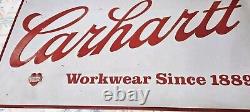 Vtg CARHARTT WORKWEAR SINCE 1889 Metal Tin Sign Advertising Embossed 24 x 12