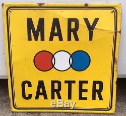 Vtg Ca. 40s 50s Mary Carter Paint Painted Tin Advertising Sign 48 x 48