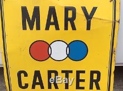 Vtg Ca. 40s 50s Mary Carter Paint Painted Tin Advertising Sign 48 x 48