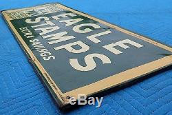 Vtg EAGLE STAMPS original metal tin sign grocery store ad 41x15 - SUPER RARE