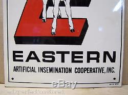 Vtg Eastern Co-Op Member Sign tin metal farm cow feed seed store advertising nos