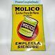 Vtg Embossed Tin Spanish Advertising Sign Molico Full Cream Milk Powder Read