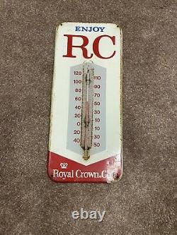 Vtg Enjoy RC Cola Royal Crown Thermometer Advertising Metal Tin Sign Works