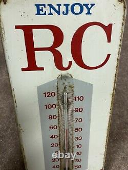 Vtg Enjoy RC Cola Royal Crown Thermometer Advertising Metal Tin Sign Works