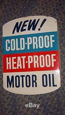 Vtg Gulfpride Select New Single G Motor Oil Can TIN FLANGE Gas Station SIGN GULF
