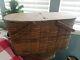 Vtg Hawkeye Cooler Wicker Basket Early Antique Wooden Metal Lined Picnic Tin Can