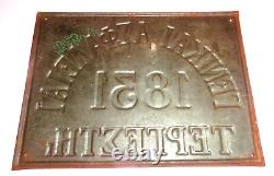 Vtg ITALY GREECE GENERAL INSURANCES TRIESTE GREEK TIN METAL EMBOSSED SIGN 1920's