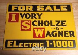 Vtg Ivory Scholze & Wagner Tin For Sale Sign