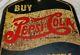 Vtg Large 1940s Pepsi Cola Soda Metal Tin Sign Thermometer 27 X 8 Rusty Gold