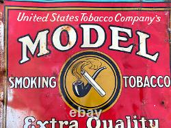 Vtg MODEL Smoking Tobacco Sign Tin Tacker 18 X 15 United States Tobacco Co