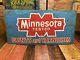 Vtg Minnesota Tested Paints And Varnishes 23x11 1/2 Metal Tin Advertising Sign