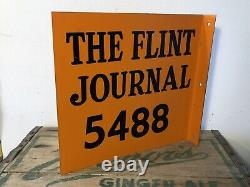 Vtg NOS 1950s Flint Journal Newspaper Advertising Flange Sign Tin 9 Michigan