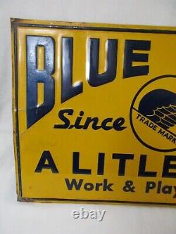 Vtg NOS Blue Wing Clothes Metal Sign Advertising