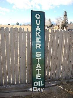Vtg Orig. 1930's-40's Framed Quaker State Oil/Gas Vertical Tin Advertising Sign