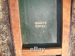 Vtg Orig. 1930's-40's Framed Quaker State Oil/Gas Vertical Tin Advertising Sign