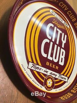Vtg Original City Club Mellow Dry Brew Beer Tin Sign Tray Canco Jacob Schmidt