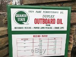 Vtg Quaker State Duplex Outboard Motor Oil Sign Chalkboard Mixing Ratio Tin Sign