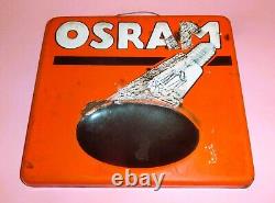 Vtg RARE! OSRAM LAMPS LIGHT BULB METAL ENAMEL EMBOSSED PLAQUE SIGN GERMANY 1940s